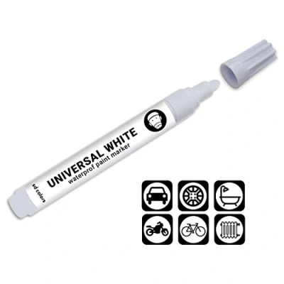 Afbeelding van SD COLORS Universele lakmarker wit waterdicht voor het repareren van steenslag, krassen, auto, metaal, hout, kunststof, ramen, frames, deuren, poorten
