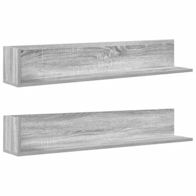 Afbeelding van Wandschappen 2 st 100x16,5x16,5 cm bewerkt hout grijs sonoma