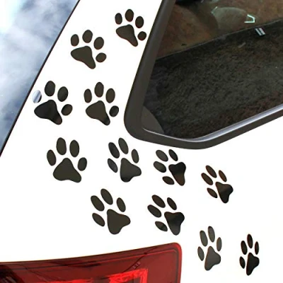 Afbeelding van Finest Folia K015 Hondenpoten, 12 stuks, 6 x cm, voor auto, motorfiets, muur, laptop, meubels (K015 mat zwart)
