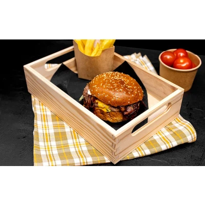 Afbeelding van Creative Deco Grote Houten Opbergkist Ongeverfd 29,5x19,5x6,5 cm met Handgrepen Perfect voor Documenten, Speelgoed en Gereedschap