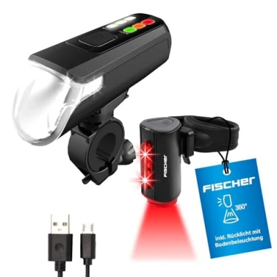 Afbeelding van FISCHER FAHRRAD TWIN 60/30/15 Fietsverlichtingsset LED Zwart