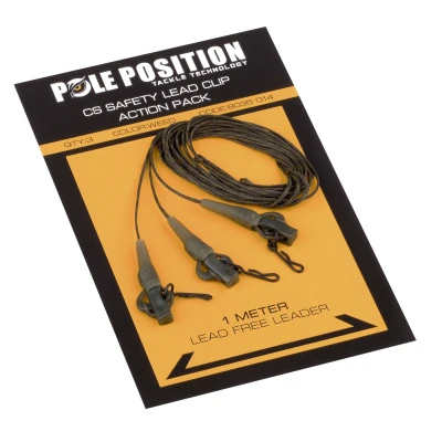 Afbeelding van Pole Position CS Leadclip + Leader Action Pack Weed (65lb) (3 stuks) Leaders