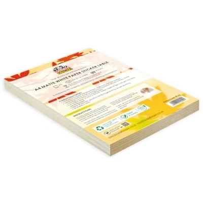 Image de Lot de 50 feuilles papier autocollant A4 blanc mat, 1 par feuille, autocollant, convient pour l&#039;impression jet d&#039;encre et laser, dos adhésif, étiquettes universelles personnalisables,