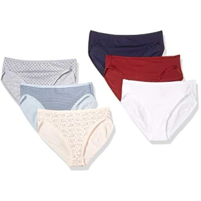 Image de Amazon Essentials Culotte en coton à jambe échancrée (grandes tailles disponibles) Women&#039;s, Pack of 6, Coloris Chauds/Couleurs Tonalités Froides, 42