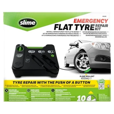 Afbeelding van Slime 50129, reparatie van lekke banden, noodset, inclusief lekbescherming en pomp, geschikt voor auto&#039;s andere wegvoertuigen, in 10 minuten