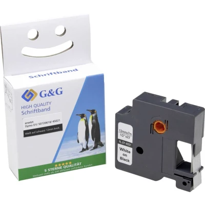 Afbeelding van G&amp;G Labeltape Tapekleur: Zwart Tekstkleur: Wit 12 mm 7 m