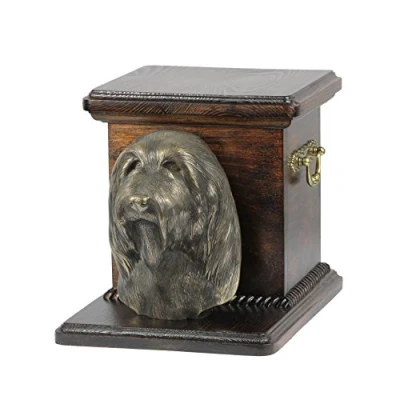 Afbeelding van Elegante urn hond voor hondenas met beeldje van Bearded Collie, Highland Mountain Collie