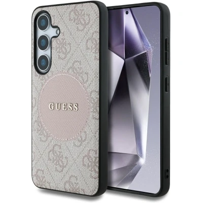Afbeelding van Guess 4G Ring Cirkel Logo Hoesje Geschikt voor Samsung Galaxy S25 Back Cover Compatibel met MagSafe / Qi2 Roze