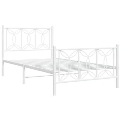 Afbeelding van vidaXL Bedframe met hoofd en voeteneinde metaal wit 107x203 cm