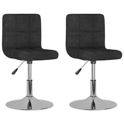 Afbeelding van vidaXL Eetkamerstoelen draaibaar 2 st stof zwart