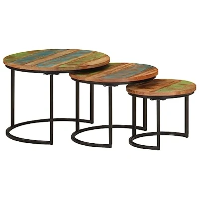 Image de vidaXL Tables gigognes 3 pcs bois massif de récupération353902