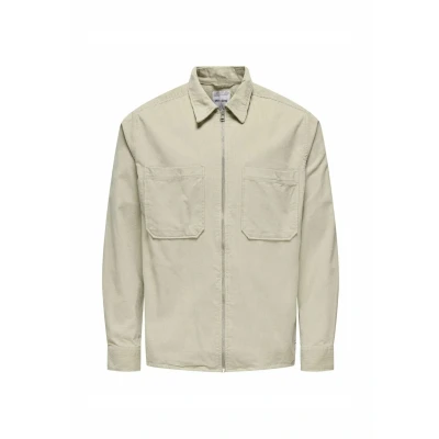 Afbeelding van Only &amp; Sons Overhemd Onsmichael 18w Reg Cord Stretch Ls 22029764 Silver Lining Mannen Maat XL