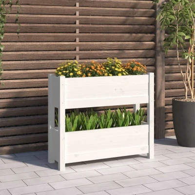 Afbeelding van Plantenbak 77x25x66 cm massief grenenhout wit