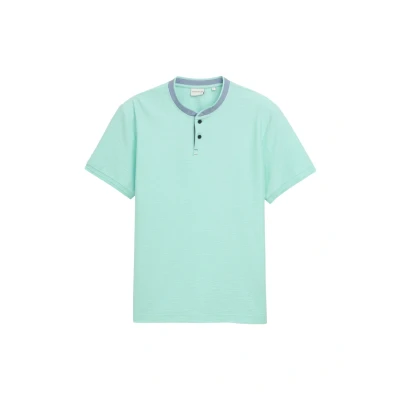 Afbeelding van TOM Tailor MIT Stehkragen Tshirt basic, Heren, Maat: Large, Grün