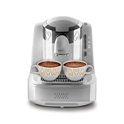 Afbeelding van Arzum OKKA Turkish Coffee Machine OK002WHITE White Chrome Turks Koffizetapparat Wit &amp; Zilver Full Automatic 2 kopjes