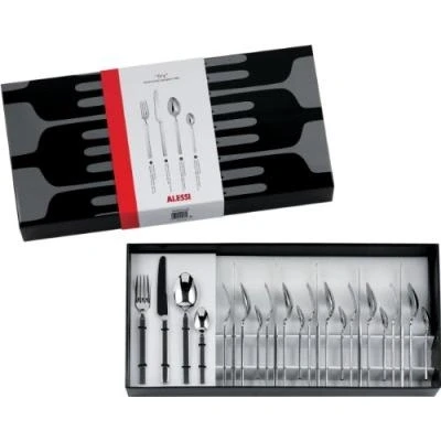 Image de ALESSI 4180S24 DRY SERVICE À COUVERTS COMPOSÉ DE SIX CUILLERS FOURCHETTES COUTEAUX CAFÉ EN ACIER BRILLANT MANCHE SA