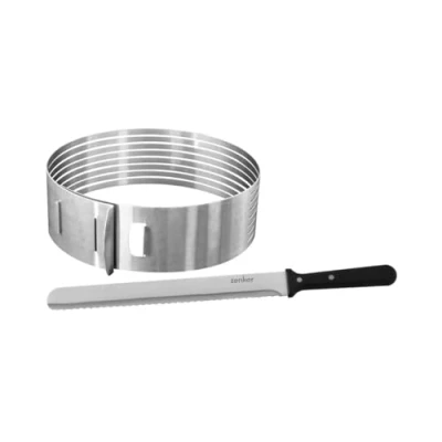 Afbeelding van Zenker 7704 taartsnijhulpset met gebak of glazuurmes, professioneel taartmes, voor het snijden van gelaagde taarten, taartaccessoires roestvrij staal,