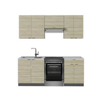 Afbeelding van Vicco Fame Line Complete keukeneenheid 200 cm zonder werkblad Eiken paneel/antraciet