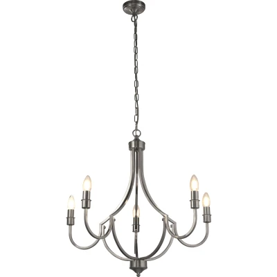 Afbeelding van Kroonluchter Lodge, 5 lamps, zilver