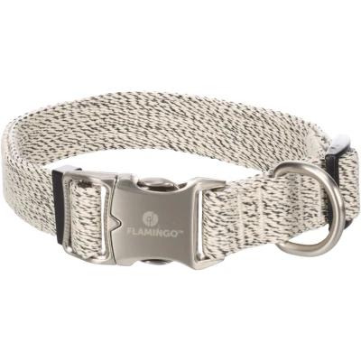 Afbeelding van Linnen halsband hond wit zwart L
