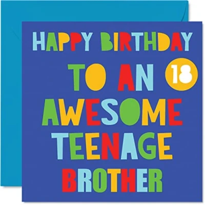 Afbeelding van Grappige verjaardagskaarten voor broer Prachtige tiener 18 jaar verjaardagskaart van zus, zwager, verjaardagscadeau 145 mm x