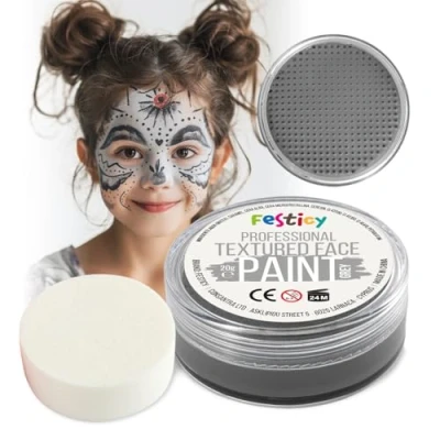 Image de Festicy Peinture pour Visage et Corps, Gris, 20g, éponge Certifié EN 71 3 &amp; Reach maquillage enfant fille Deguisement visage,