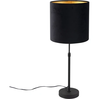 Afbeelding van QAZQA Tafellamp zwart met velours kap goud 25 cm Parte