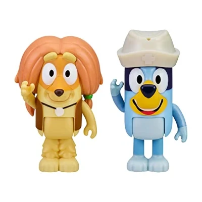 Afbeelding van Bluey and Indy Doctors Set van 2 actiefiguren 6,3 cm met verpleegstershoed, officieel verzamelspeelgoed