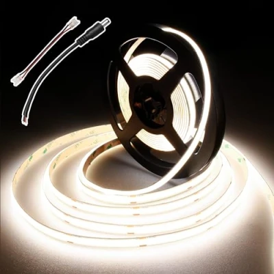 Afbeelding van BERIXDEEP COB ledstrip, 5 m, uniform met stekker, breedte 8 mm, CRI 90+, ledstrip voor slaapkamer, keuken, spiegel, kast (zonder voeding), natuurlijk bianco 4000 K