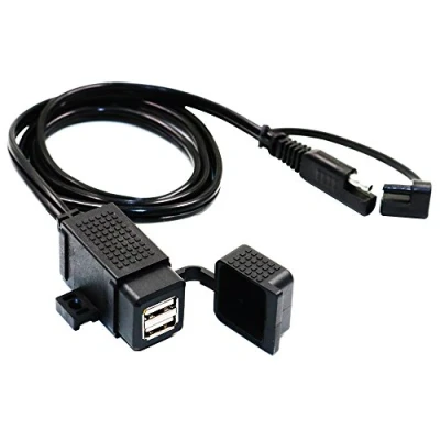 Afbeelding van MOTOPOWER MP0609C UK Waterdichte motorfietsoplaadkit 3,1 A, twee USB poorten, SAE naar adapterkabel, voor telefoon, tablet, gps