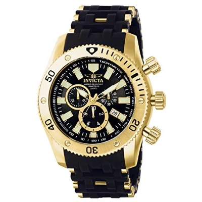 Afbeelding van Invicta Sea Spider Herenhorloge kwarts van roestvrij staal 50 mm, goud/zwart, Horloge
