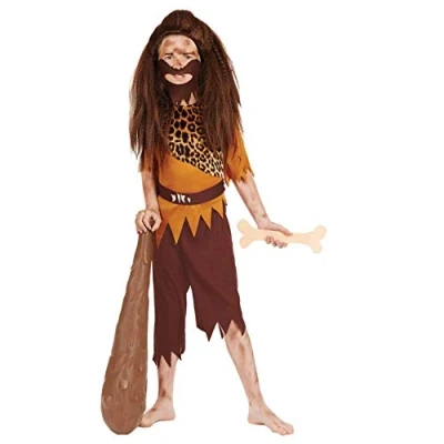 Afbeelding van Fun Shack Cro magnon kostuum voor jongens, kinderen, grotkostuum carnaval, maat L