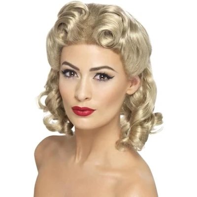 Afbeelding van Smiffys 40s Sweetheart Blonde Pruik Wit