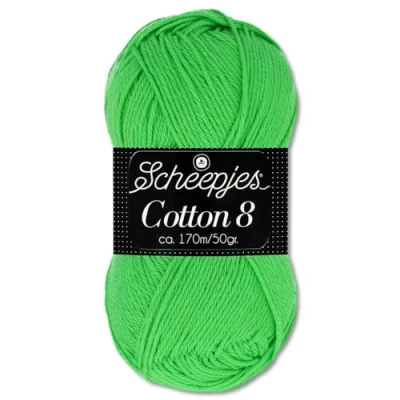 Afbeelding van Frida&#039;s Wollhaus Scheepjes Cotton 8 brei en haakwol, 50 g, 100% katoen, amigurumi, 48 kleuren (517 groen)