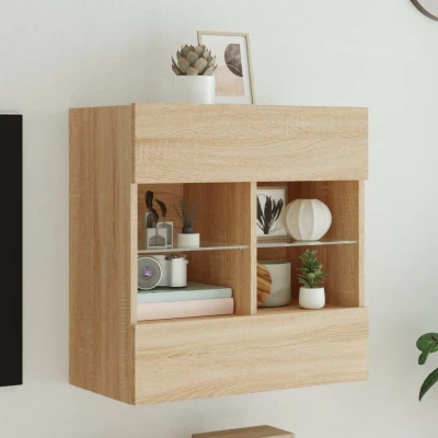 Afbeelding van Tv wandmeubel met LED verlichting 58,5x30x60,5 cm sonoma eiken