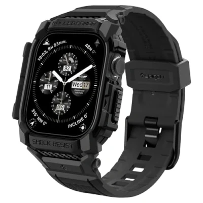 Image de Spigen Rugged Armor Pro Coque de protection pour montre intelligente polyuréthanne thermoplastique (TPU) noir mat Apple Watch Series 10 (GPS + Cellular) (42 mm), (GPS) mm)