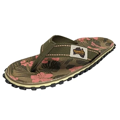 Afbeelding van Origineel model groen/bruin teenslippers voor dames en heren GUMBIES schoenen teenscheiders sandalen, jungle, 42 EU, Jungle