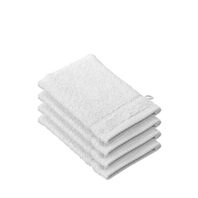 Image de de Witte Lietaer 194700 Stephanie Lot 4 Gants Toilette Coton Blanc 540 g/m² 15 x 22 1 cm