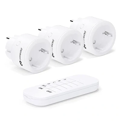 Afbeelding van conecto Radiogestuurde stopcontactenset: 3 x radiografisch bestuurde stopcontacten en 1 afstandsbediening binnen, 2300 W, 230 V, wit