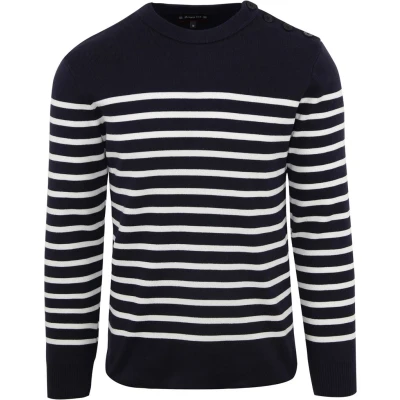 Afbeelding van Armor Lux Groix Trui Strepen Navy maat M Heren met Regular fit Pasvorm Katoen Suitable Herenkleding