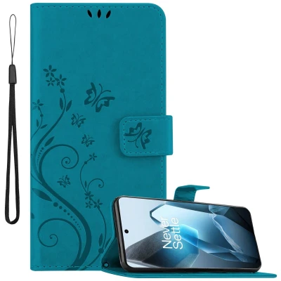 Afbeelding van Cadorabo Hoesje geschikt voor OnePlus 13 in BLOEMEN BLAUW Beschermhoes bloemmotief met magnetische sluiting, standfunctie en kaartsleuven Book Case Cover Etui