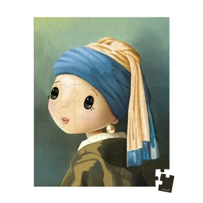 Image de Puzzle Inspiré de Vermeer avec poster Janod 100 pièces