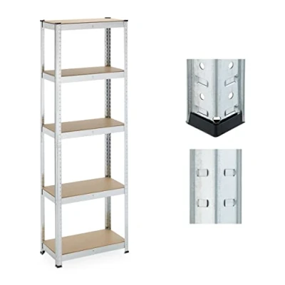Afbeelding van Relaxdays stellingkast 500 kg 180x60x30 cm verzinkt staal kelder garage zilver