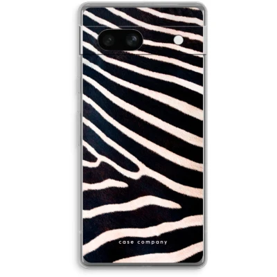 Afbeelding van Case Company® hoesje geschikt voor Google Pixel 7A Zebra Soft Cover Telefoonhoesje Bescherming aan alle Kanten en Schermrand