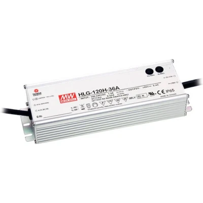 Afbeelding van Mean Well HLG 120H 24A LED driver, transformator Constante spanning, stroomsterkte 120 W 5 A 24 V/DC PFC schakeling, Overbelastingsbescherming,