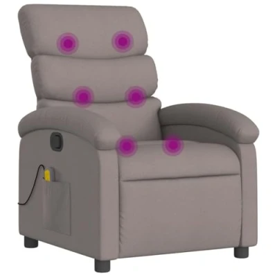 Image de vidaXL Fauteuil de massage inclinable Taupe Tissu373430