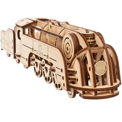 Image de Puzzle 3D Ugears Modèles mécaniques Mini locomotive Bois