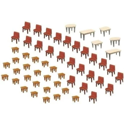 Afbeelding van Faller 7 Tafels en 48 Stoelen modelbouwsets, hobbybouwspeelgoed voor kinderen, modelverf accessoires