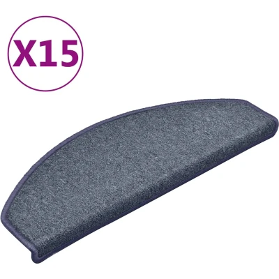 Afbeelding van Trapmatten 15 st 65x24x4 cm donkergrijs en blauw