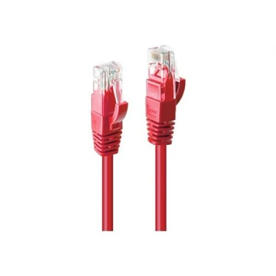 Image de Lindy Cordon de raccordement RJ 45 (M) pour 30 cm UTP CAT 6 moulé sans crochet bloqué rouge
